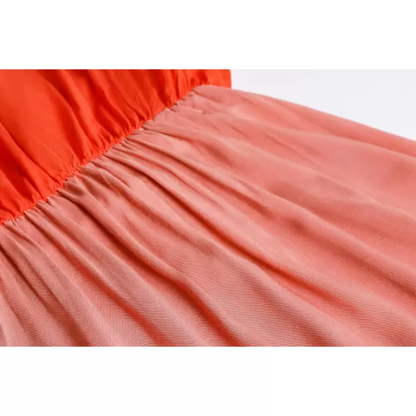 CHARTOU Women's Self-Tie Strap Elastic High Waist Color Contrast Ruffle A-Line Tiered Long Dress