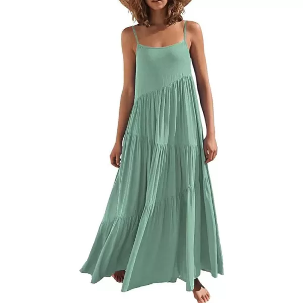CHARTOU Women's Comfy Spaghetti Straps Shirring Loose Fit Maxi Long Swing Dress