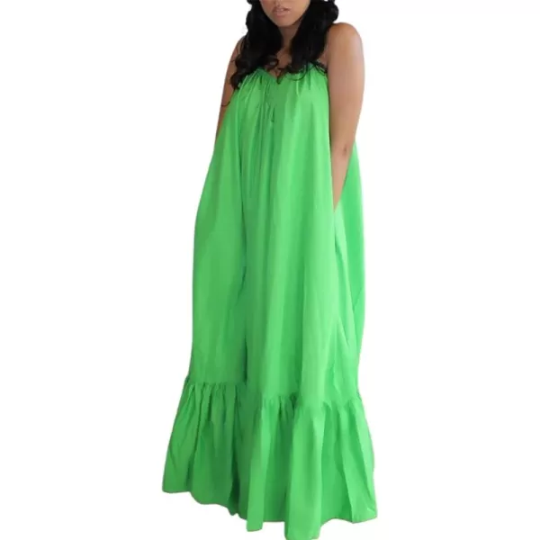 CHARTOU Women's Oversized Spaghetti Straps Hollow Out Back Pleated Party Swing Maxi Dress