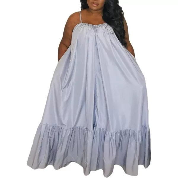 CHARTOU Women's Oversized Spaghetti Straps Hollow Out Back Pleated Party Swing Maxi Dress