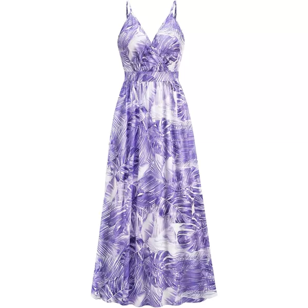CHARTOU Women's Summer Boho Floral Print Spaghetti Strap Wrap V-Neck Flowy Maxi Dress