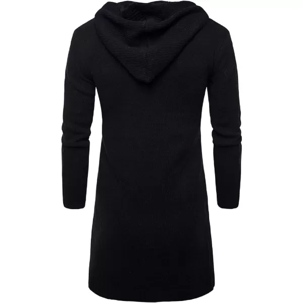 CHARTOU Men's Hooded Long Sleeve Open Front Midi Long Knitted Cardigan