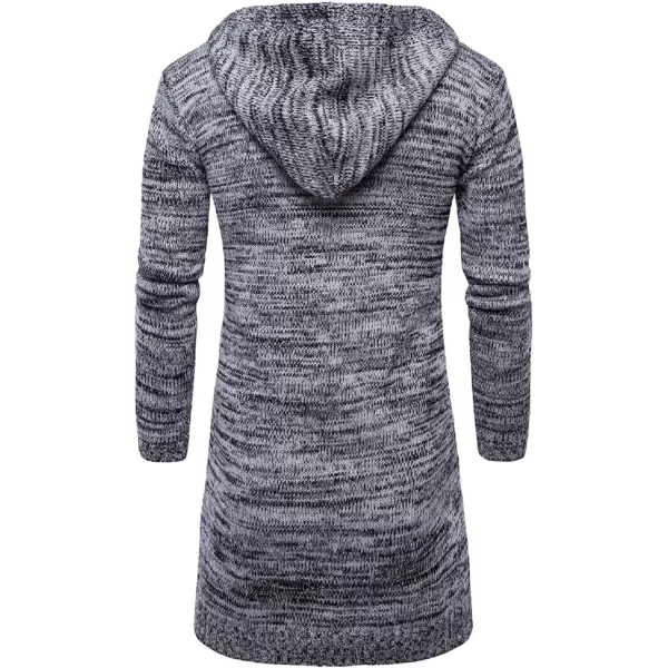 CHARTOU Men's Hooded Long Sleeve Open Front Midi Long Knitted Cardigan