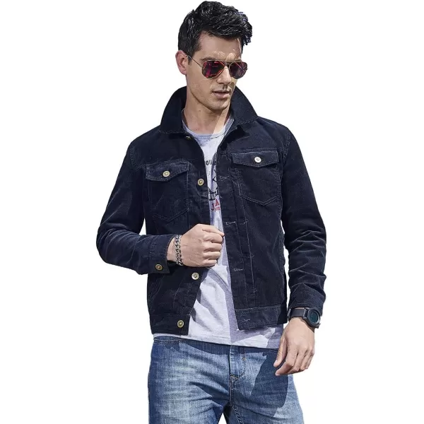 CHARTOU Men's Vintage Button-Front Slim Fit Corduroy Denim Jacket