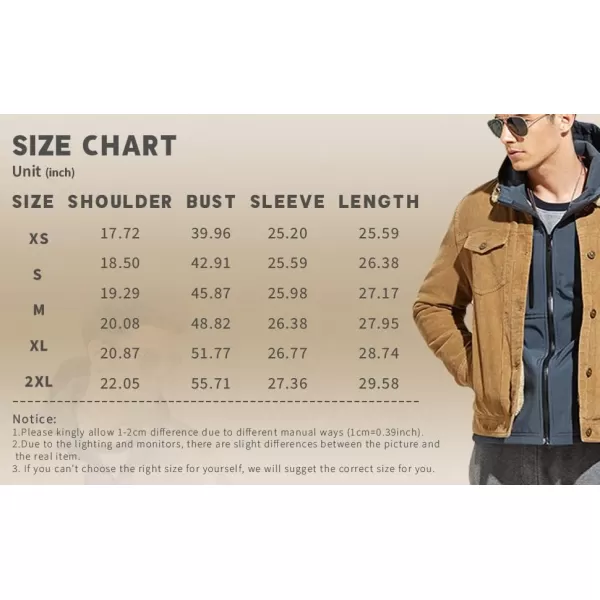 CHARTOU Men's Vintage Button-Front Slim Fit Corduroy Denim Jacket