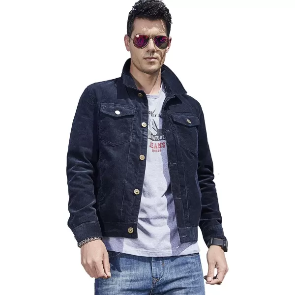 CHARTOU Men's Vintage Button-Front Slim Fit Corduroy Denim Jacket