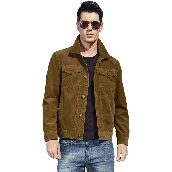 CHARTOU Men's Vintage Button-Front Slim Fit Corduroy Denim Jacket