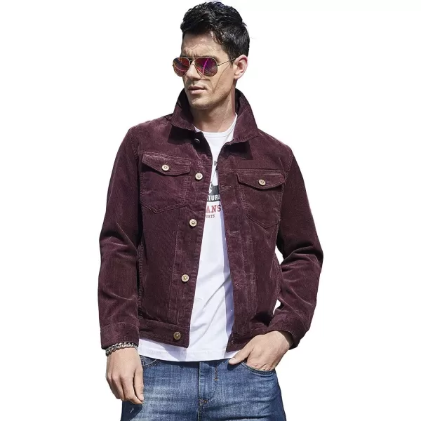CHARTOU Men's Vintage Button-Front Slim Fit Corduroy Denim Jacket