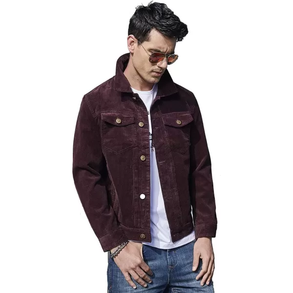 CHARTOU Men's Vintage Button-Front Slim Fit Corduroy Denim Jacket