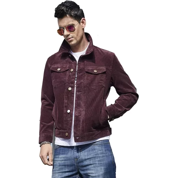 CHARTOU Men's Vintage Button-Front Slim Fit Corduroy Denim Jacket