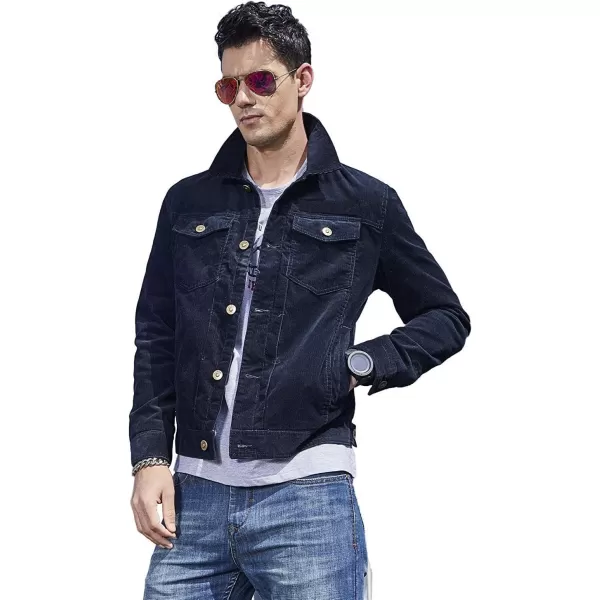 CHARTOU Men's Vintage Button-Front Slim Fit Corduroy Denim Jacket