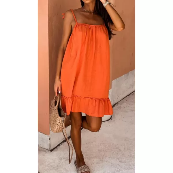 CHARTOU Women's Comfy Sundress Spaghetti Straps Backless Ruffled Flowy Mini Short Dress