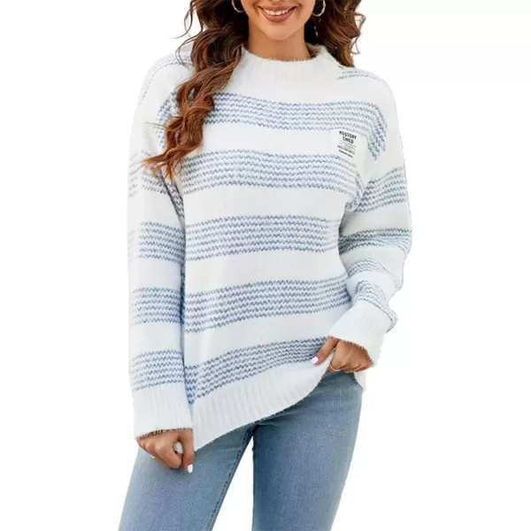 CHARTOU Women's Fall Slouchy Striped Knit Fuzzy Long Sleeve Pullover Sweater Tops