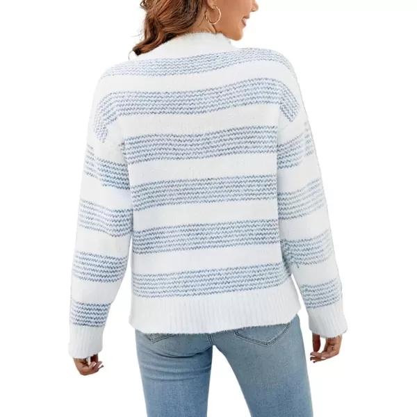 CHARTOU Women's Fall Slouchy Striped Knit Fuzzy Long Sleeve Pullover Sweater Tops