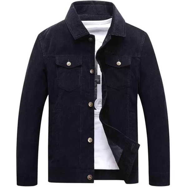 CHARTOU Men's Vintage Button-Front Slim Fit Corduroy Denim Jacket