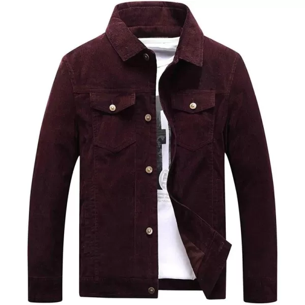 CHARTOU Men's Vintage Button-Front Slim Fit Corduroy Denim Jacket