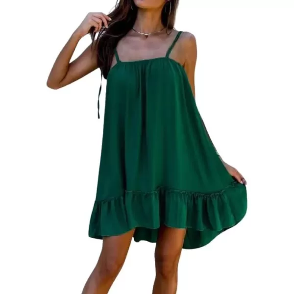 CHARTOU Women's Comfy Sundress Spaghetti Straps Backless Ruffled Flowy Mini Short Dress