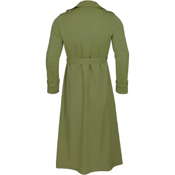 CHARTOU Men's Lightweight Notched Double Breast Belt Long Trench Pea Coat Overcoat