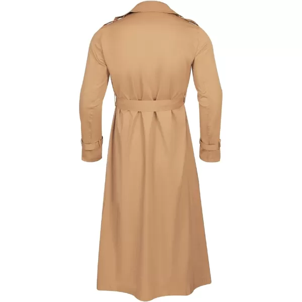 CHARTOU Men's Lightweight Notched Double Breast Belt Long Trench Pea Coat Overcoat