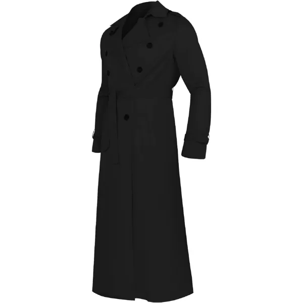 CHARTOU Men's Lightweight Notched Double Breast Belt Long Trench Pea Coat Overcoat