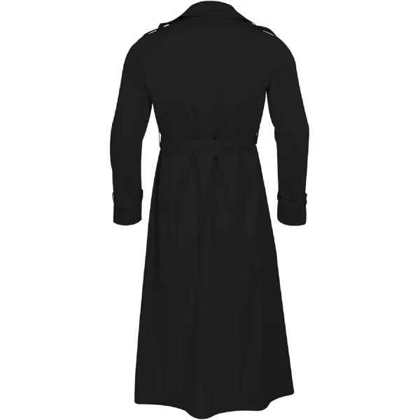 CHARTOU Men's Lightweight Notched Double Breast Belt Long Trench Pea Coat Overcoat