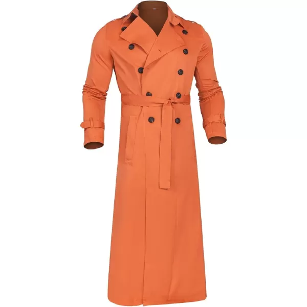 CHARTOU Men's Lightweight Notched Double Breast Belt Long Trench Pea Coat Overcoat