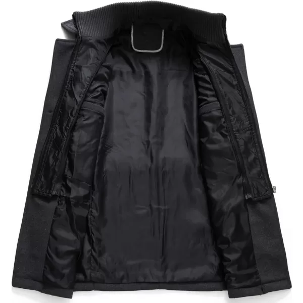 CHARTOU Men's Thermal Single Breasted Wool Blend Coat Business Peacoat with Detachable Zipper