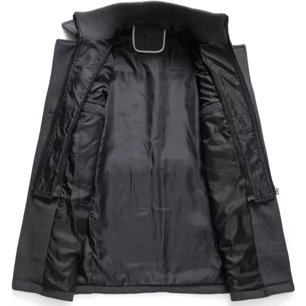 CHARTOU Men's Thermal Single Breasted Wool Blend Coat Business Peacoat with Detachable Zipper