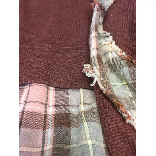 CHARTOU Oversized Sweatshirt for Women Patchwork Plaid Long Sleeve Checkered Raw Hem Loose Pullover Y2k Shirt Top