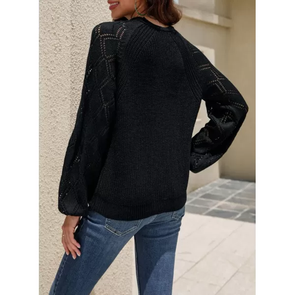 CHARTOU Women Button Down Lightweight Crochet Knit Cardigan Sweater Jacket Fall Long Sleeve