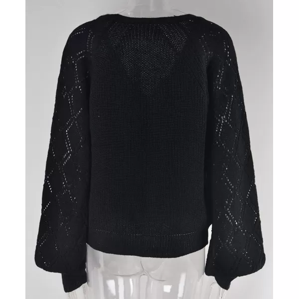 CHARTOU Women Button Down Lightweight Crochet Knit Cardigan Sweater Jacket Fall Long Sleeve
