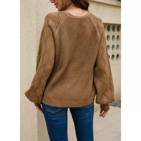 CHARTOU Women Button Down Lightweight Crochet Knit Cardigan Sweater Jacket Fall Long Sleeve