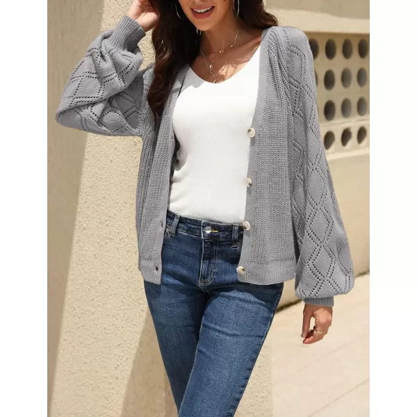 CHARTOU Women Button Down Lightweight Crochet Knit Cardigan Sweater Jacket Fall Long Sleeve