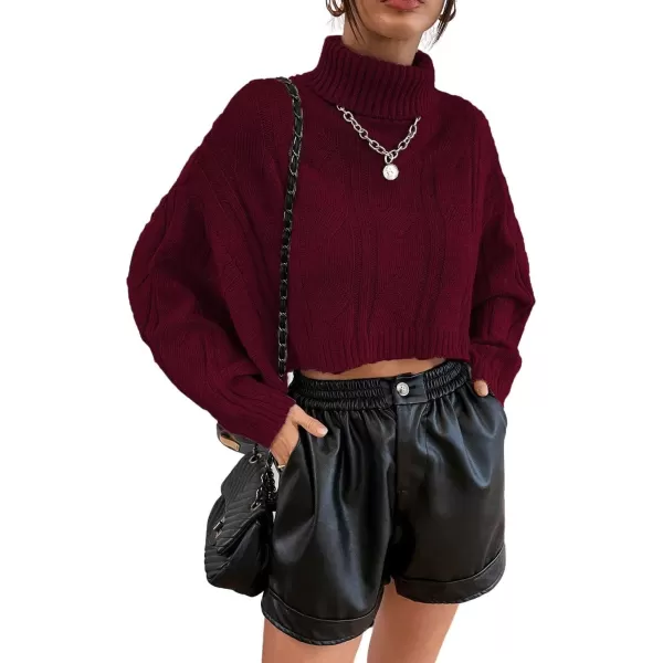 CHARTOU Women Long Sleeve Knitted Crop Turtleneck Sweater Cropped Knit Sweater Jumper Top Pullover