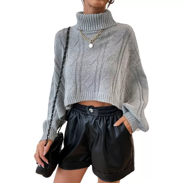 CHARTOU Women Long Sleeve Knitted Crop Turtleneck Sweater Cropped Knit Sweater Jumper Top Pullover