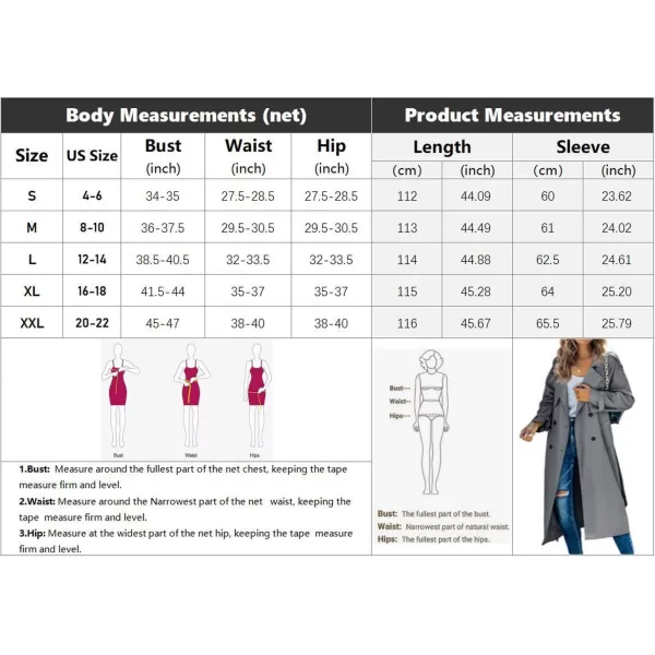 CHARTOU Women Trench Coat Mid Length Double Breasted Lightweight Jacket Windproof Long Duster Coat Overcoat