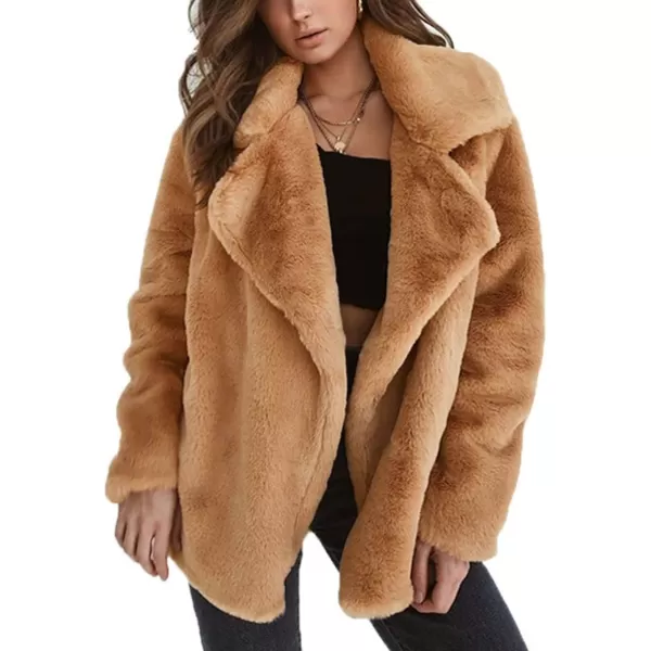 CHARTOU Women Winter Faux Fur Coat Fuzzy Sherpa Fleece Jacket Open Front Teddy Bear Coat Overcoat