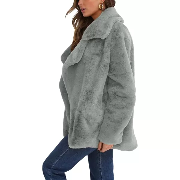 CHARTOU Women Winter Faux Fur Coat Fuzzy Sherpa Fleece Jacket Open Front Teddy Bear Coat Overcoat