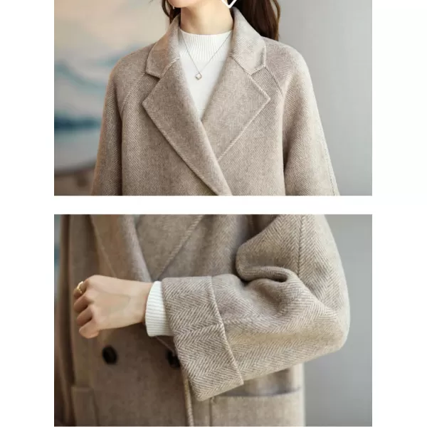 CHARTOU Women Wool Coat Peacoat Jacket Thick Loose Double Breasted Pea Coat Woolen Winter Overcoat