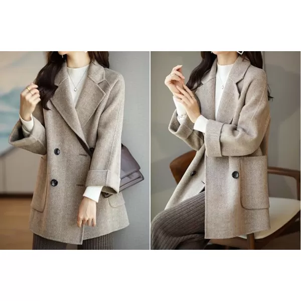 CHARTOU Women Wool Coat Peacoat Jacket Thick Loose Double Breasted Pea Coat Woolen Winter Overcoat