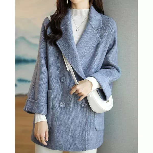 CHARTOU Women Wool Coat Peacoat Jacket Thick Loose Double Breasted Pea Coat Woolen Winter Overcoat