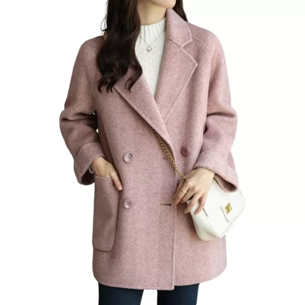 CHARTOU Women Wool Coat Peacoat Jacket Thick Loose Double Breasted Pea Coat Woolen Winter Overcoat