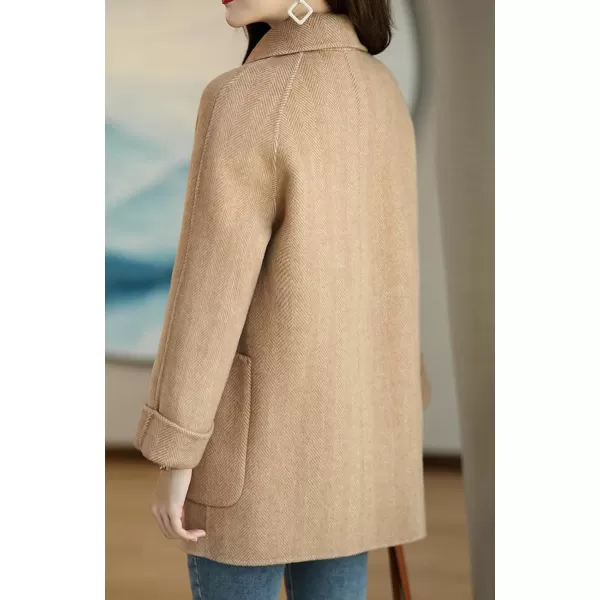 CHARTOU Women Wool Coat Peacoat Jacket Thick Loose Double Breasted Pea Coat Woolen Winter Overcoat