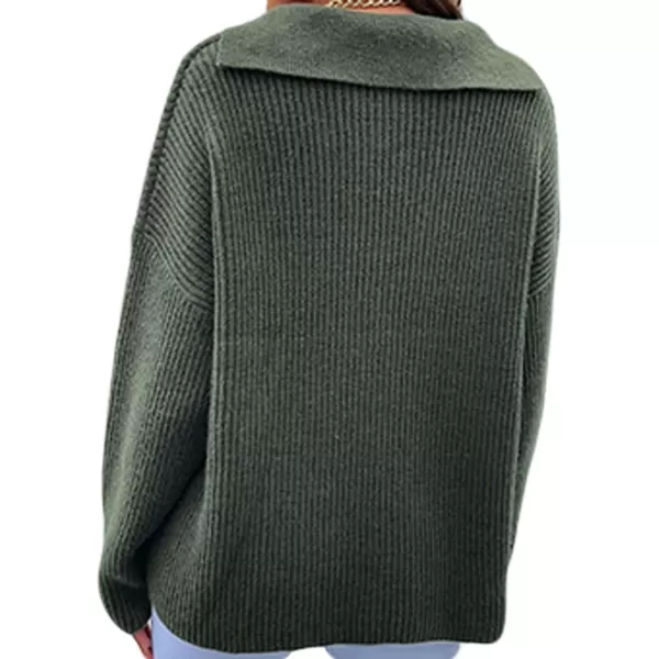 CHARTOU Women's Casual Shawl Collar Drop Shoulder Knitted Ribbed Sweater Jersey Jumper Tops