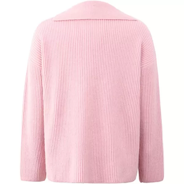 CHARTOU Women's Casual Shawl Collar Drop Shoulder Knitted Ribbed Sweater Jersey Jumper Tops