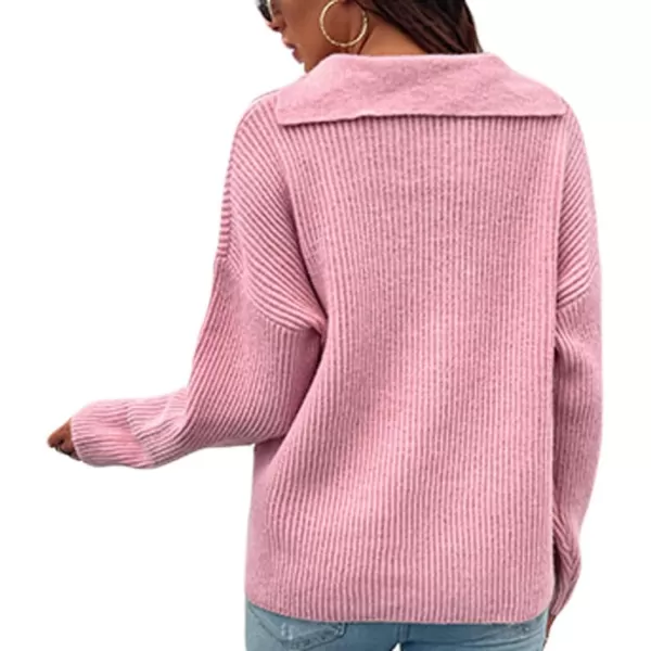 CHARTOU Women's Casual Shawl Collar Drop Shoulder Knitted Ribbed Sweater Jersey Jumper Tops