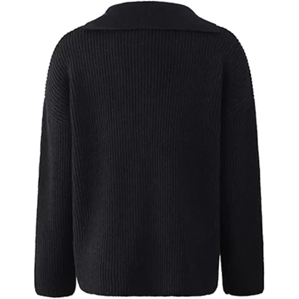 CHARTOU Women's Casual Shawl Collar Drop Shoulder Knitted Ribbed Sweater Jersey Jumper Tops