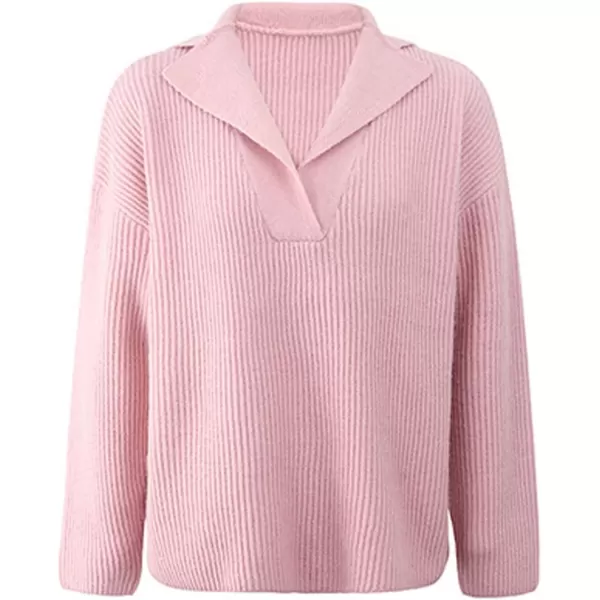 CHARTOU Women's Casual Shawl Collar Drop Shoulder Knitted Ribbed Sweater Jersey Jumper Tops
