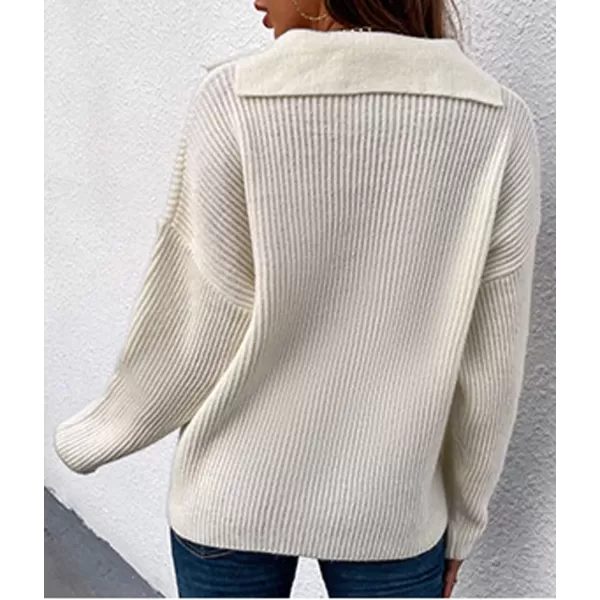 CHARTOU Women's Casual Shawl Collar Drop Shoulder Knitted Ribbed Sweater Jersey Jumper Tops