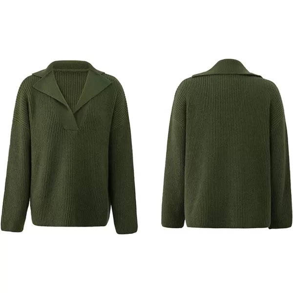 CHARTOU Women's Casual Shawl Collar Drop Shoulder Knitted Ribbed Sweater Jersey Jumper Tops